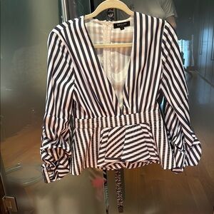 Black and navy blue Striped Women's stylish top by BEULAH style